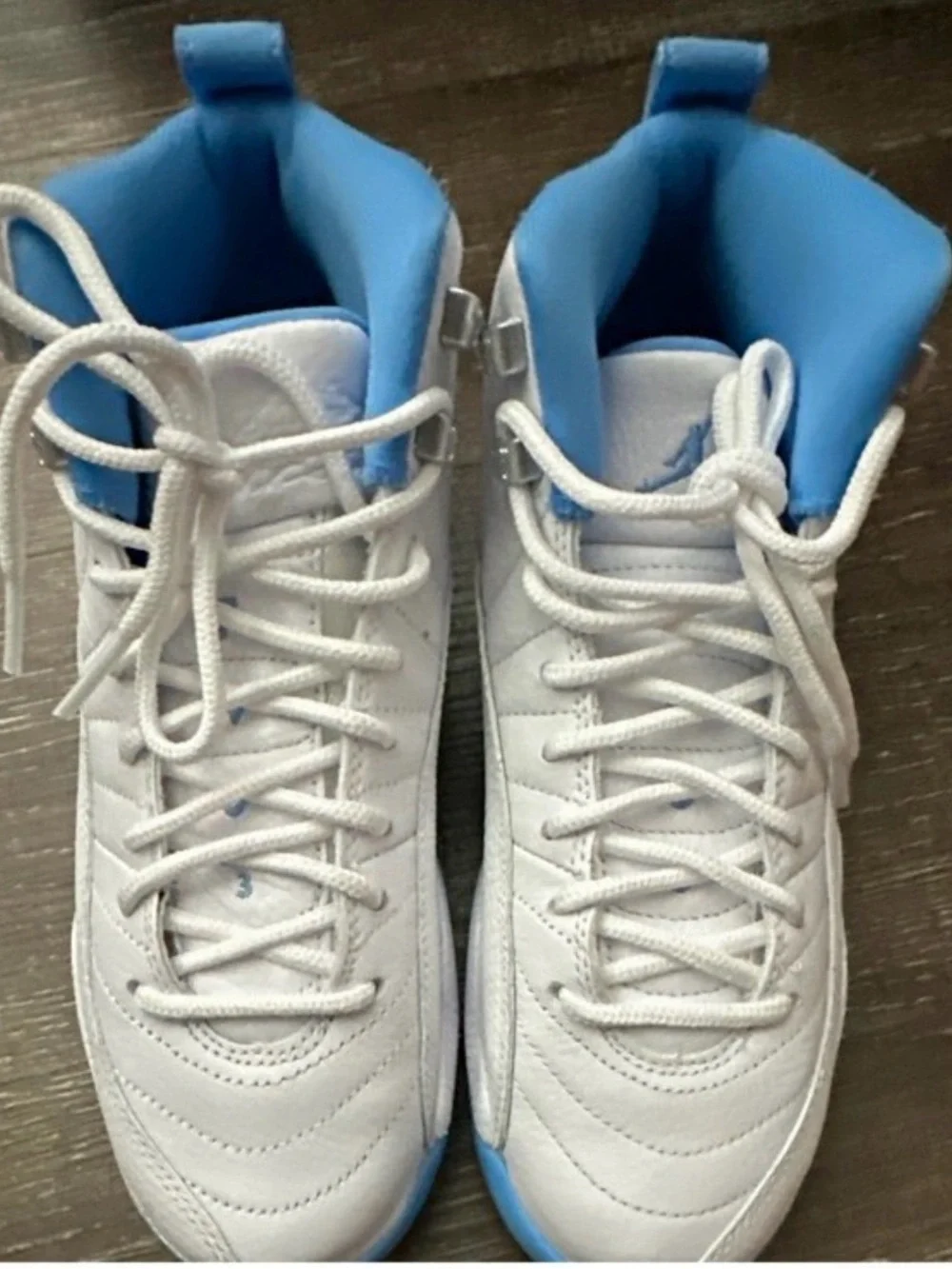 Jordan Kids White and Light Blue High-Top Sneakers